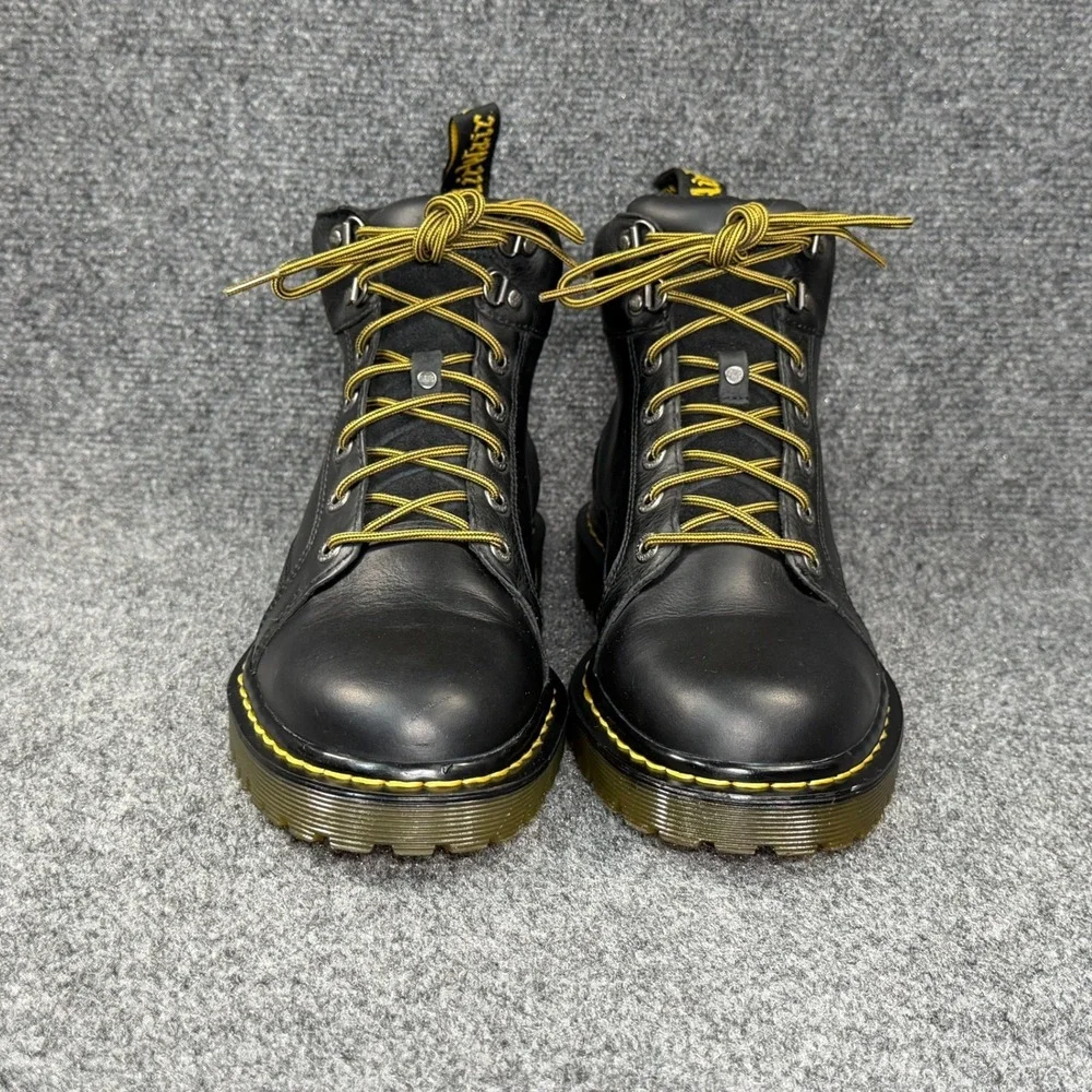 Dr. Martens Nashville Boots Men's 10 Black Leather Lace Up Retro‎ Moto Combat